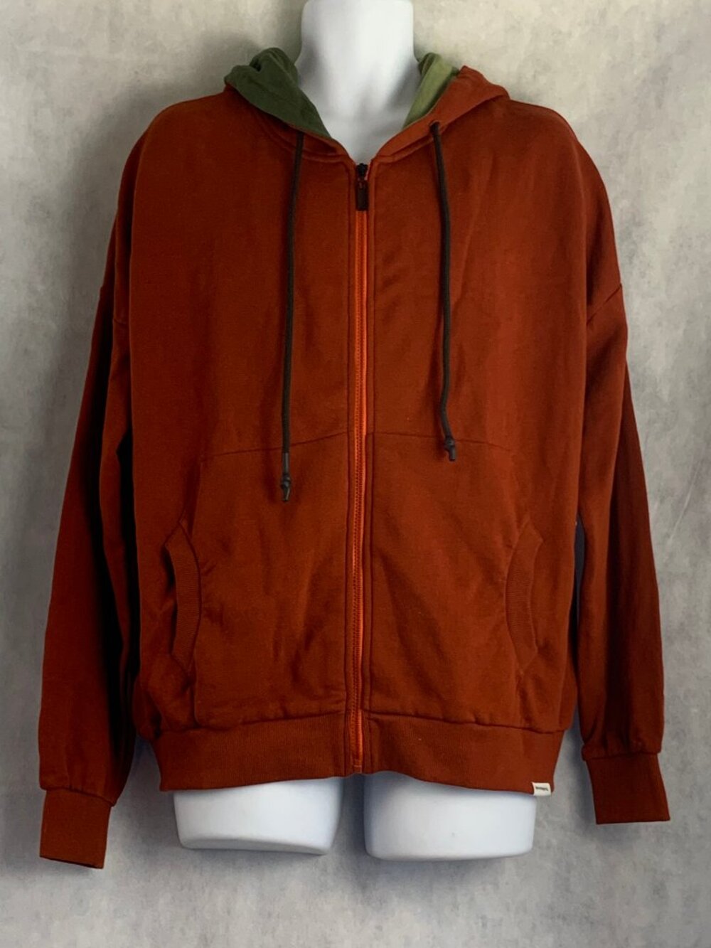 Eleven Paris Men's Full-Zip 100% Cotton Fleece Hoodie, Bombay Brown
